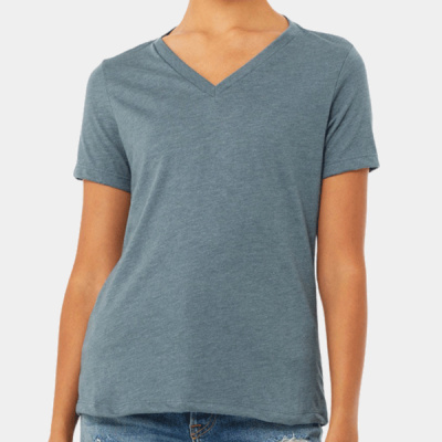 Ladies' Relaxed Heather CVC Jersey V-Neck T-Shirt Thumbnail