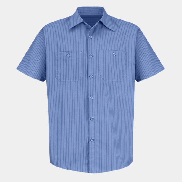 Men's Industrial Stripe Short Sleeve Work Shirt Thumbnail