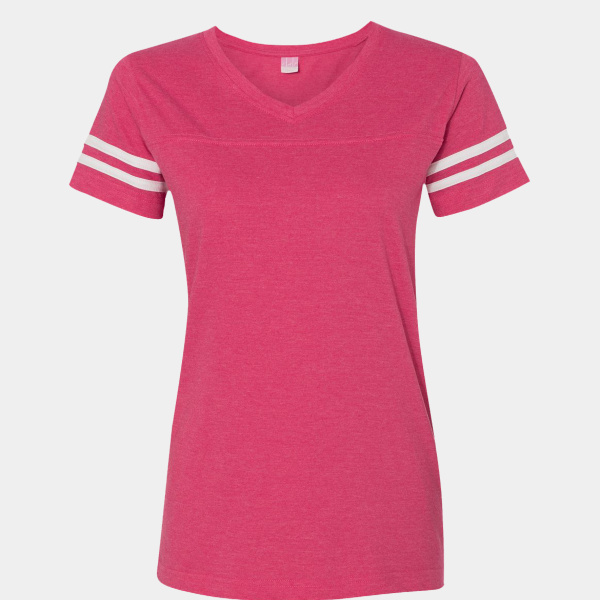 Women's Football V-Neck Fine Jersey Tee Thumbnail