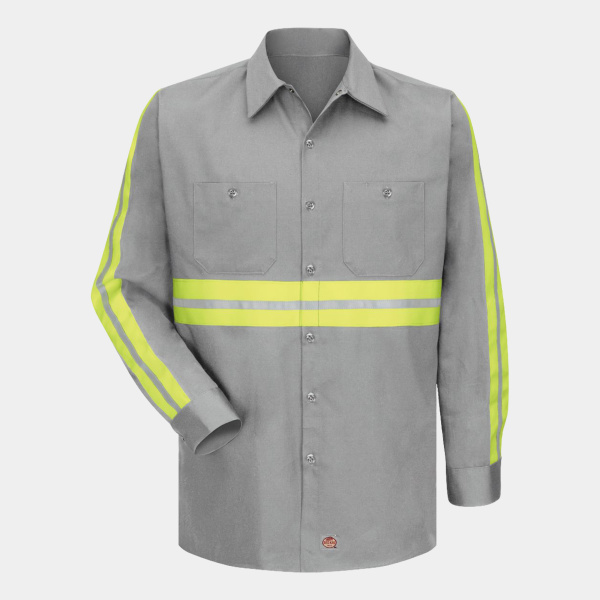 Men's Tall Enhanced Visibility Long Sleeve Cotton Work Shirt Thumbnail