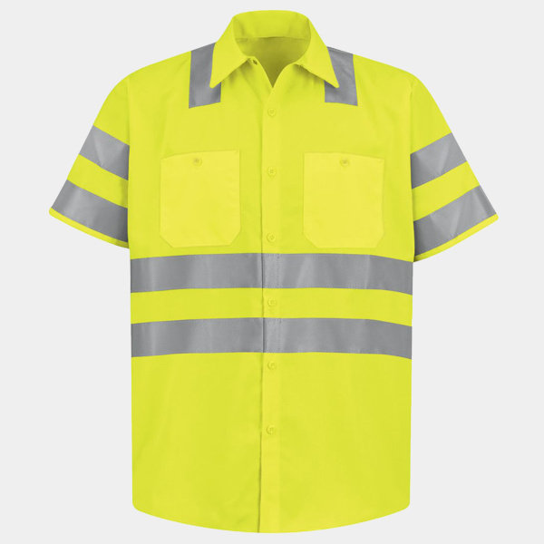 Men's Tall High Visibility Safety Short Sleeve Work Shirt Thumbnail