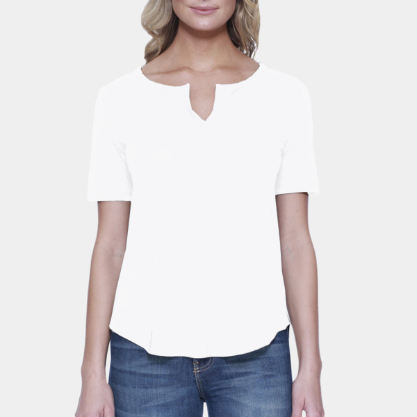 Ladies' CVC Slit V-Neck T-Shirt Thumbnail