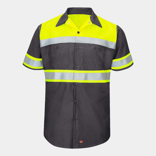 Men's Hi-Visibility Colorblock Ripstop Short Sleeve Work Shirt Thumbnail