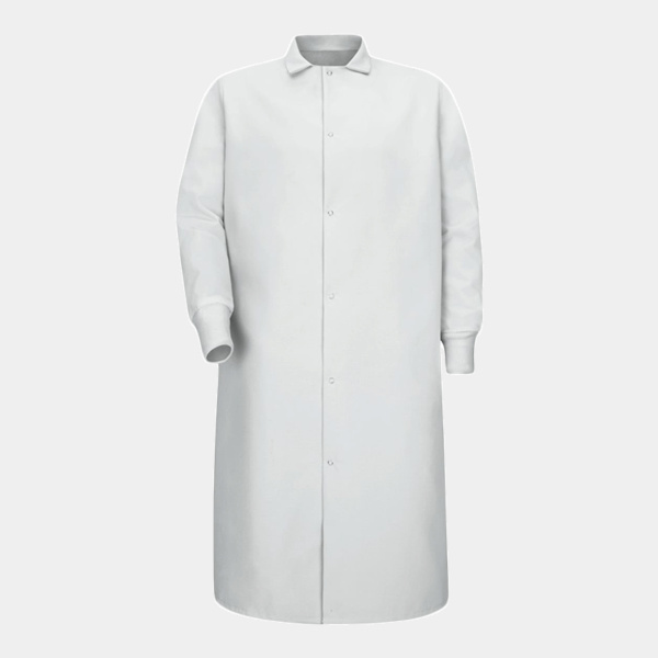 Unisex Gripper-Front Pocketless Butcher Coat With Knit Cuffs Thumbnail