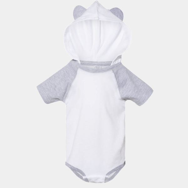 Infant Fine Jersey Raglan Bodysuit with Hood & Ears Thumbnail