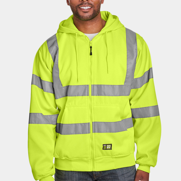 Men's Berne Hi-Vis Class 3 Lined Hooded Sweatshirt Thumbnail