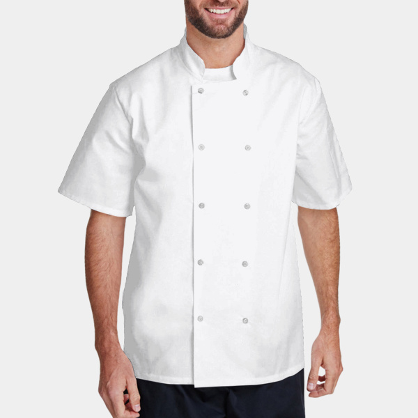 Unisex Studded Front Short-Sleeve Chef's Jacket Thumbnail
